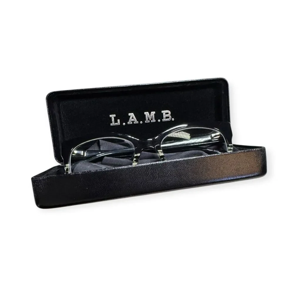 L.A.M.B. LA066 Cat-Eye Eyeglasses Full Rim Frames 52-18-140mm Black Clear w Case
